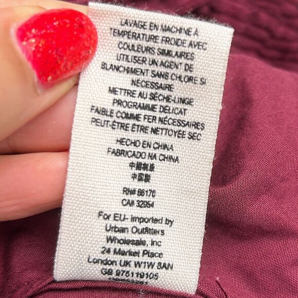 Free People Slouchy Dolman Moto Jacket Corduroy Burgundy Full Zip Lined Belted M - Picture 16 of 16